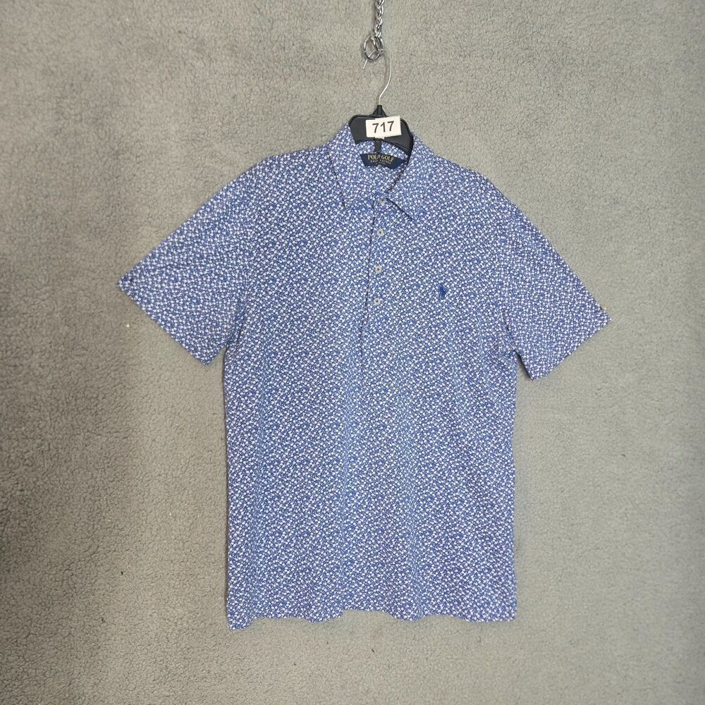 Polo Ralph Lauren Golf Pro Fit Mens M Blue Floral Short Sleeve Embroidered line